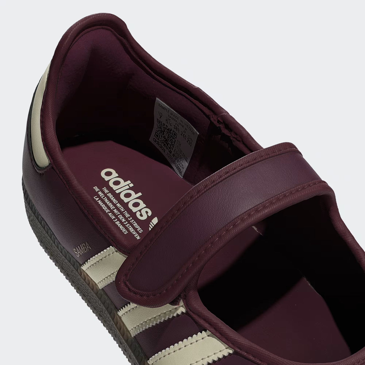 Adidas Samba Jane Burgundy sneaker - close-up detail
